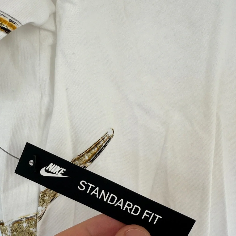 Nike White Tee with Gold Swoosh Design - Picture 3 of 4